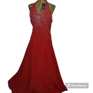 Anna Scott Designs Size 14 Style #A502 Red Beaded Gown Evening Dress & Bag NWT